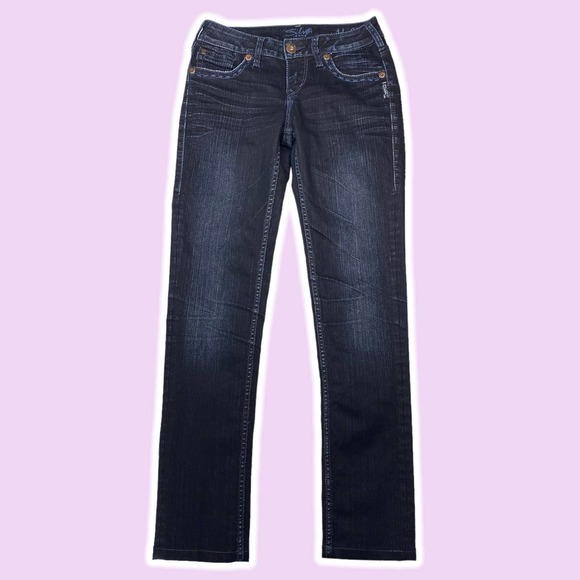 Silver Jeans Denim - Silver Jeans Blue Aiko Slim Dark Wash Jeans Sz 25